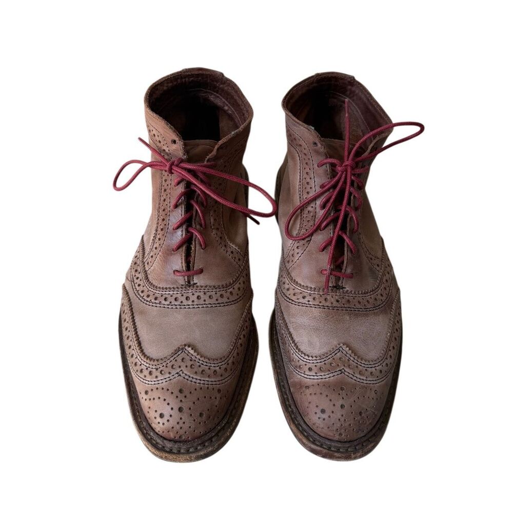 Allen Edmonds Boots Cronmok‎ Leather Oxford Wingtip Lace Up Brown 7.5